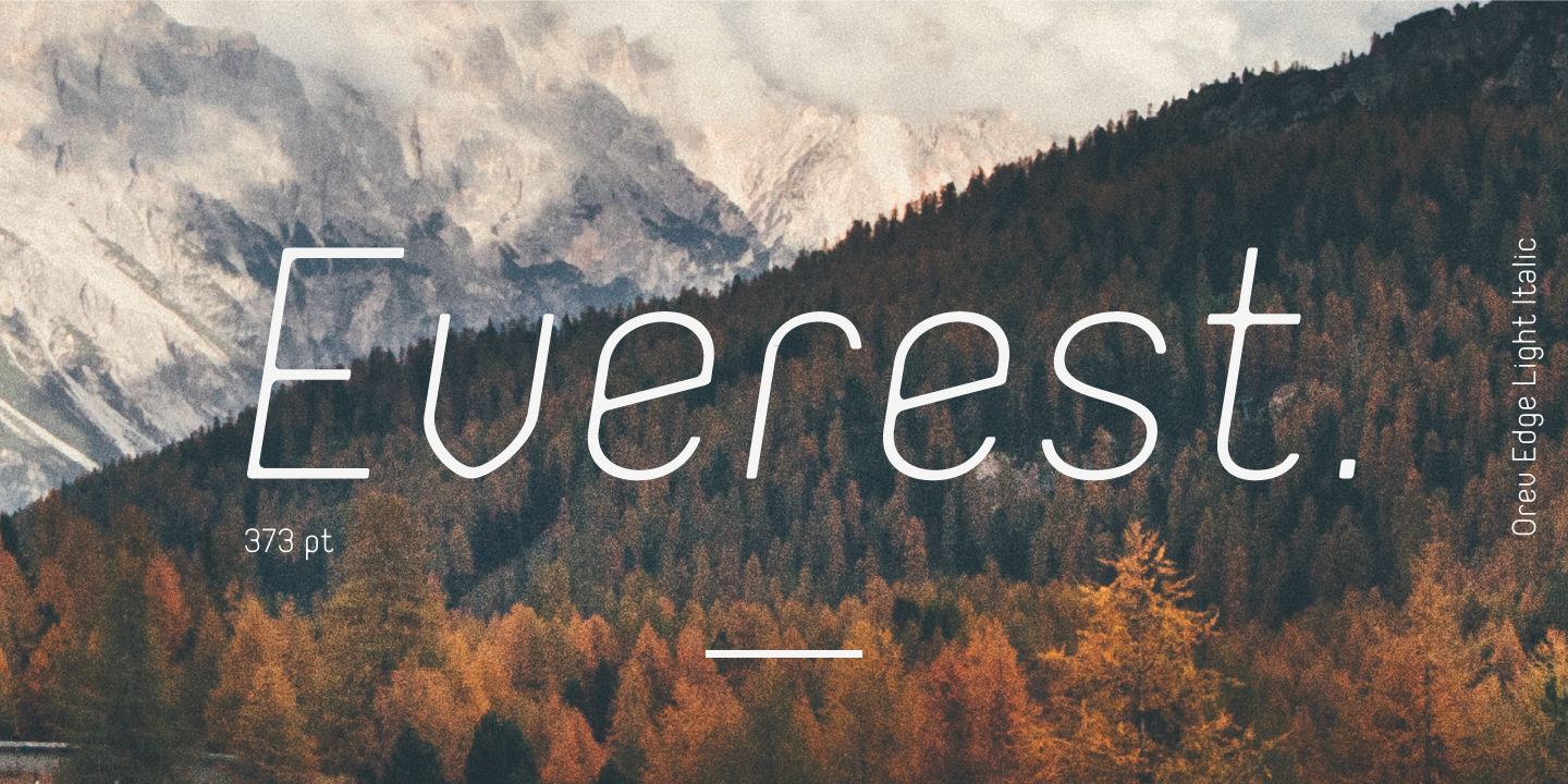 Ejemplo de fuente Orev Edge Light Italic